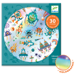 30 ADESIVI intergalattici INTERGALACTIC spazio OLOGRAFICI galattico DJECO stickers DJ09265 età 4+