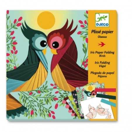 CARTE DA PIEGARE kit artistico UCCELLI gioco DJECO creativo DJ09443 carta plissettata BIRDS età 7+