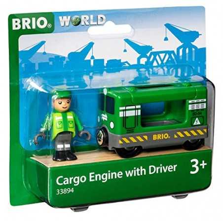 CARGO CON MACCHINISTA engine with driver BRIO WORLD treni in legno 33894 TRASPORTO MERCI età 3+