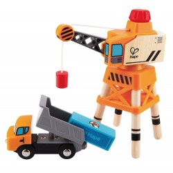 GRANDE GRU PER TRENI large boom crane IN LEGNO gioco magnetico HAPE età 3+ Hape - 1
