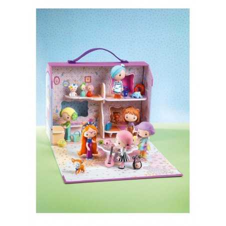 Djeco Tinyly - Casetta Di Bluchka & Indie - Figure E Bambole In Legno Con Accessori - Giocattolo Per Bambini