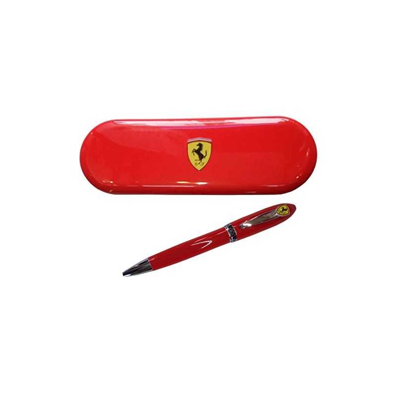 Penna Sfera Ferrari Mugello Rossa In Acciaio Inchiostro Nero Prodotto Ufficiale 