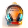 CUFFIE WIRELESS headphone CON MICROFONO INTERNO ricaricabile USB seven AZZURRO E BIANCO