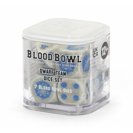 DICE SET blood bowl DWARF TEAM citadel 7 DADI games workshop GRIGIO BLU età 12+