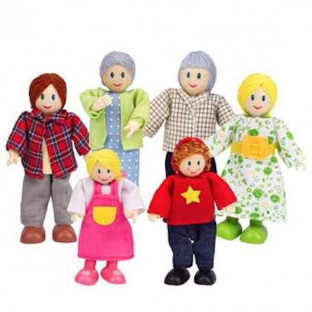 FAMIGLIA FELICE CAUCASICA in legno accessorio per casa delle bambole HAPE Happy Family