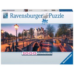 PUZZLE ravensburger UNA SERA AD AMSTERDAM panorama 1000 PEZZI 98 x 37,5 cm