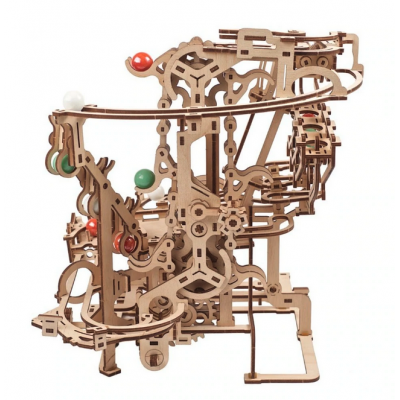 PISTA PER BIGLIE modellino in legno MONTACARICHI A CATENA kit da 400 pezzi MARBLE RUN 1 chain hoist UGEARS età 14+ Ugears - 2