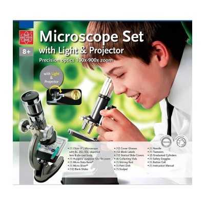 MICROSCOPIO con luce e proiettore 100X - 900X kit scientifico MICROSCOPE SET ottiche EDU TOYS età 8+ EDU-TOYS - 1