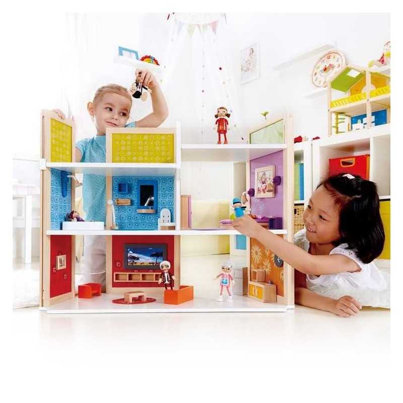 Casa Delle Bambole In Legno, Casetta Delle Bambole Per Bambini 3 Piani 6 Stanze Simulate E 15 Pezzi Di Mobili Giocattolo Per Bambini 3 Ann 96459890
