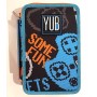 ASTUCCIO con 3 zip TRIPLO SCOMPARTO seven YUB completo SCUOLA daydenim SOME FUN SEVEN - 1