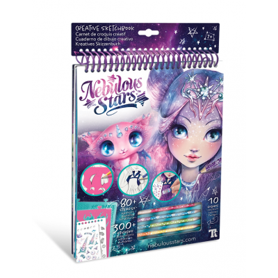ALBUM CREATIVO kit artistico NEBULOUS STARS stickers e stencils NEBULIA con 10 pastelli colorati NEBULOUS STARS - 2