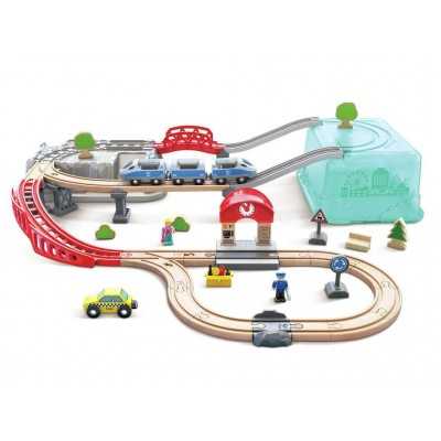 SET TRENO IN CITTA' scatola con coperchio HAPE con 48 pezzi E3771 età 3+ Hape - 2