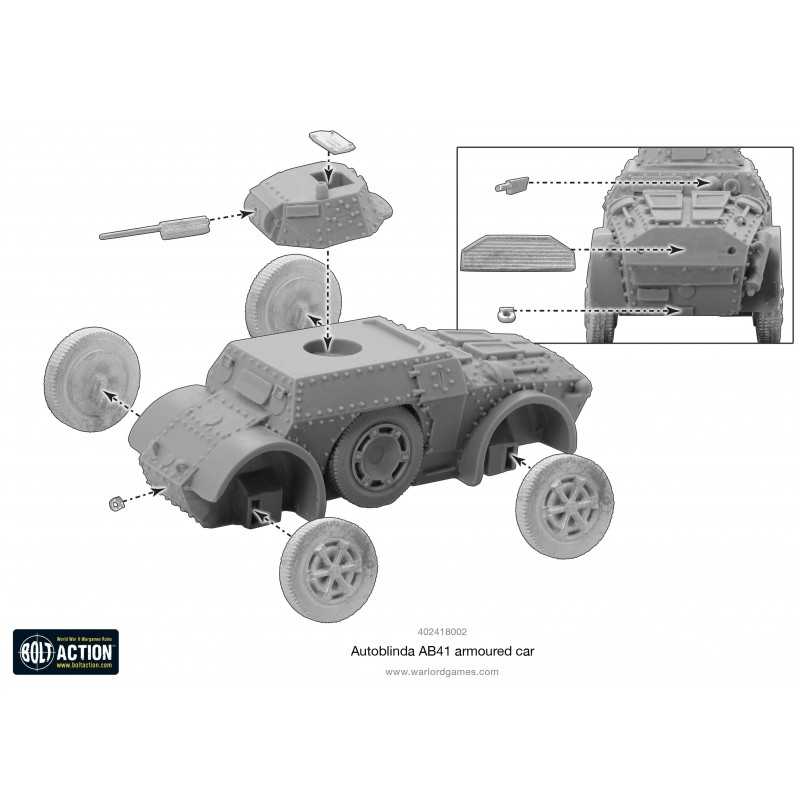 Bolt Action: Autoblinda AB41 Armoured Car – 28mm Scale WW2 Model Kit (Resin & Metal) - View #6