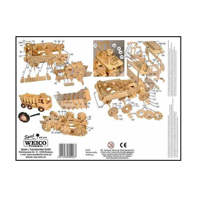 CAMION DEI POMPIERI modellino in legno UGEARS kit da 537 pezzi FIRE LADDER età 14