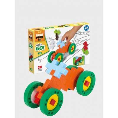 PLUS PLUS - Kit Accessori Ruote E Base Di Costruzione, Gioco Creativo Per Bambini Da 3 Anni, Con Mozzi, 2 Basi E 8 Ruote, Made In Danimarca