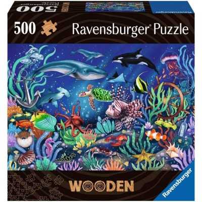 WOODEN ravensburger PUZZLE da 500 pezzi UNDER THE SEA con 40 whimsies INSERTI SAGOMATI in legno Ravensburger - 1