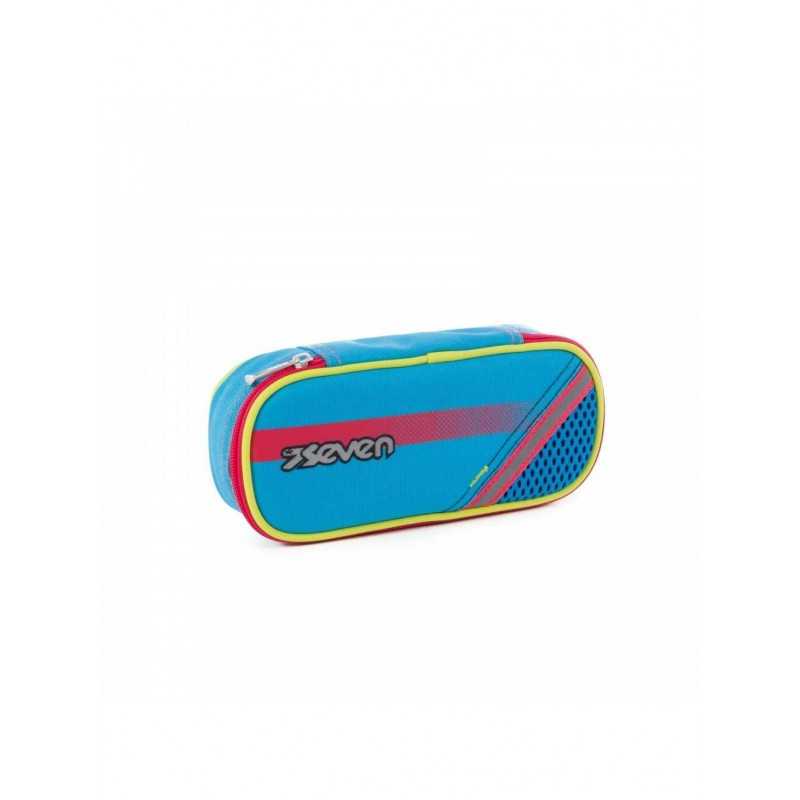 Appack Portapenne Rotondo Plus | Custodia Ovale In Poliestere Blu | Con Zip E Elastici Portapenne | Accessorio Zaino Per Scuola - 3