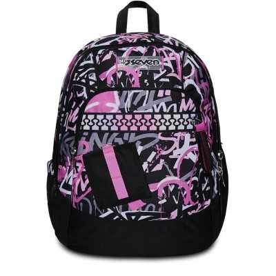 ZAINO scuola ADVANCED seven CHULKY backpack NERO ROSA vol 30 litri SEVEN - 1