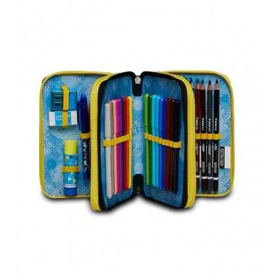 Viquel Astuccio Scolastico 3 Scomparti Grande Capacità, Trizip, Nero, 22x9x8,5 Cm, In Nylon 600D