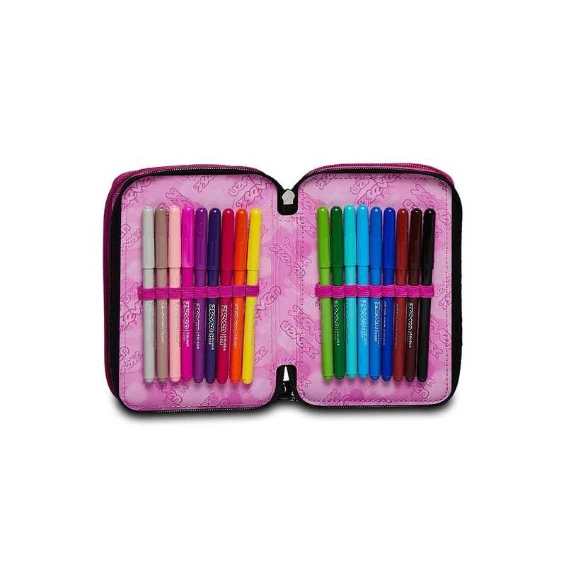 Astuccio Hello Kitty 3 Zip Con 44 Pezzi – Righello, Pastelli, Pennarelli Giotto E Tanto Altro, Rosa - Foto 5