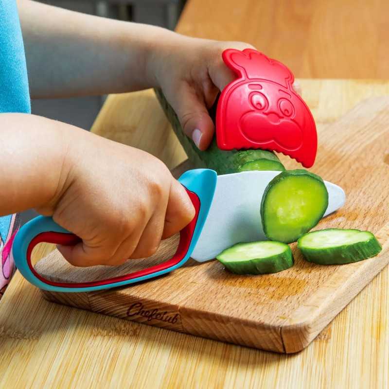 Chefclub Coltello con protezione per le dita | Rosa Pallido