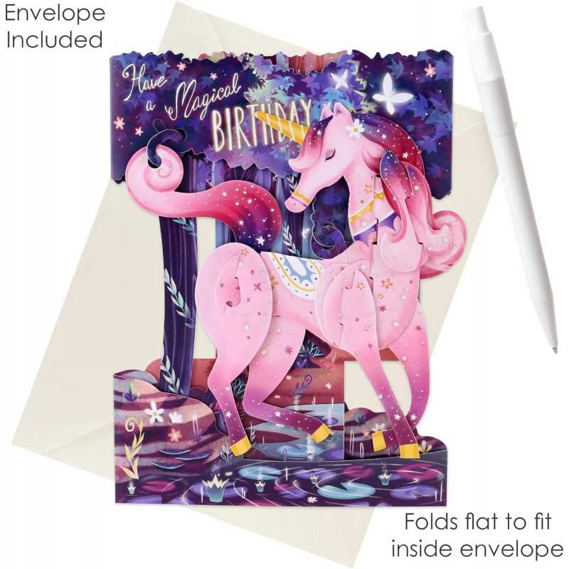 UNICORN biglietto d'auguri SWING CARD santoro 3D POP UP