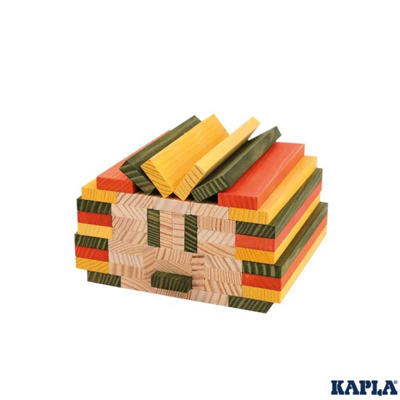 KAPLA - Barile Autunno 200 Assi Colorate Arancione, Verde E Giallo - Gioco Di Costruzione In Legno Con Libretto Istruzioni - Dai 2 Anni