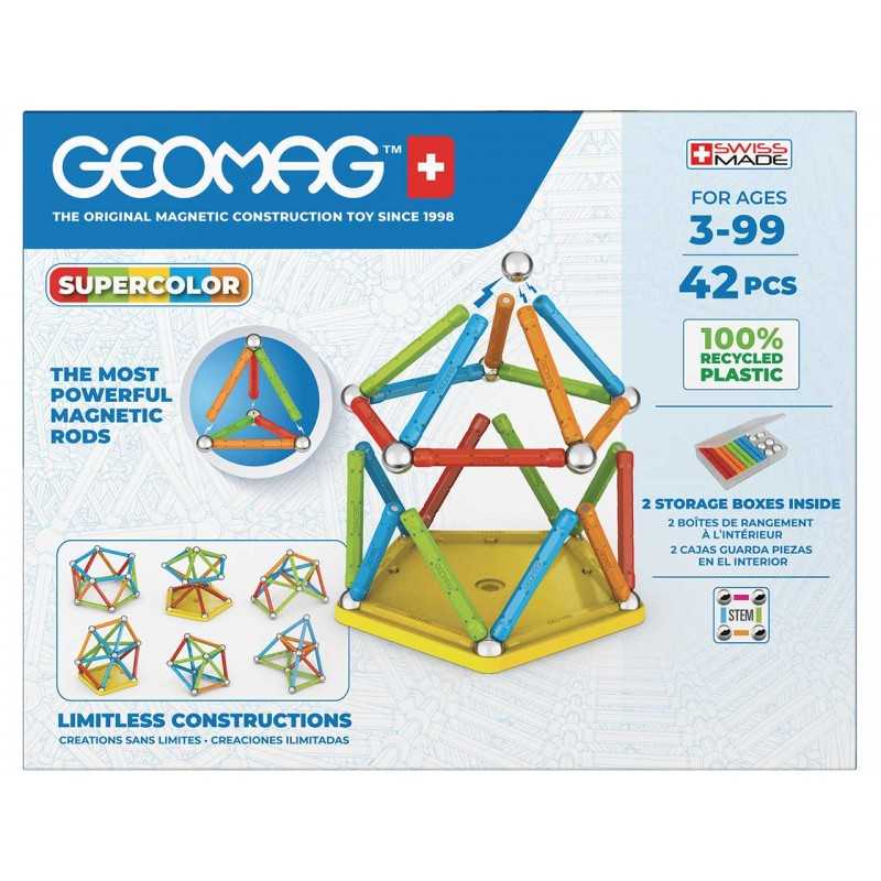 Geomag Classic Color 251, Jeu De Construction Magnétique 30 Pièces, Barrettes Jaunes Et Oranges