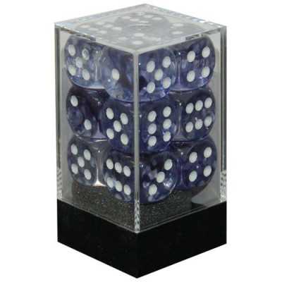 Chessex Dadi D6 16 Mm, Acqua Sbrinata Con Numeri Bianchi, Set Da 12 Pezzi CHX 27605