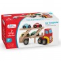 BISARCA camion CAR TRANSPORTER con 4 auto IN LEGNO new classic toys FAGGIO età 18 mesi +  - 1