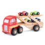 BISARCA camion CAR TRANSPORTER con 4 auto IN LEGNO new classic toys FAGGIO età 18 mesi +  - 2