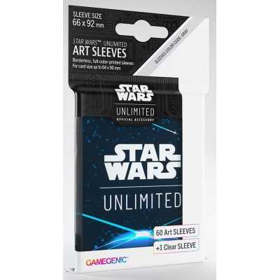SLEEVES star wars unlimited SPACE BLUE gamegenic ACCESSORIO UFFICIALE bustine 60 + 1  - 1