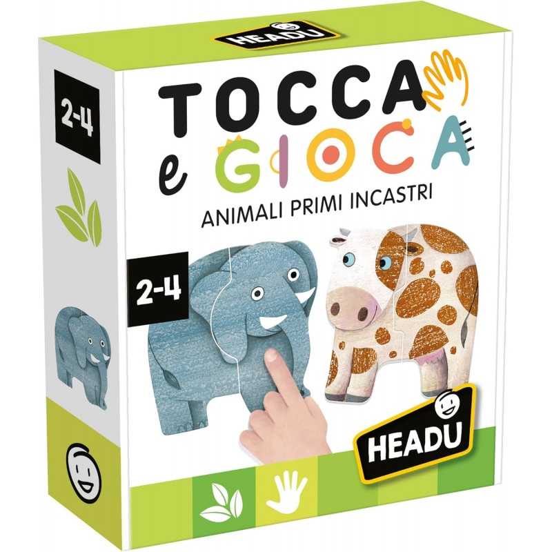 Headu Tocca & Osserva Montessori IT55010 - Gioco Educativo Per Bambini 2-4 Anni - Animali E Manti - Made In Italy