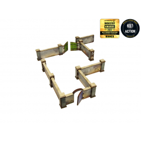 WALL WITH GATE HIGH elemento scenico WW2 NORMANDY micro art studio DIPINTO per 28mm 1/56 Micro Art Studio - 1