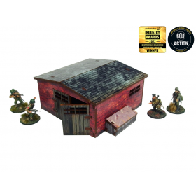 LARGE BRICK SHED elemento scenico WW2 NORMANDY micro art studio DIPINTO per 28mm 1/56 Micro Art Studio - 1