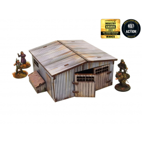 LARGE TIN SHED elemento scenico WW2 NORMANDY micro art studio DIPINTO per 28mm 1/56 Micro Art Studio - 1