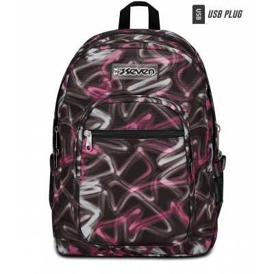 ZAINO scuola FREETHINK seven GIRL backpack ROSE VIOLET vol 34 litri CON USB PLUG SEVEN - 1