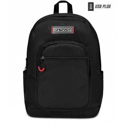 ZAINO scuola FREETHINK seven UNISEX backpack JET BLACK vol 34 litri NERO con usb plug SEVEN - 1