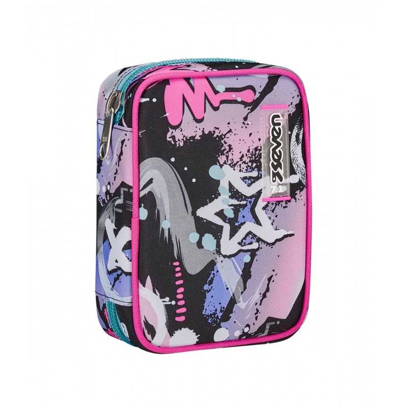 Portapenne Scuola Seven Blu - Monoscomparto Con Zip Per Bambini E Ragazzi, 22x8x8.5 Cm